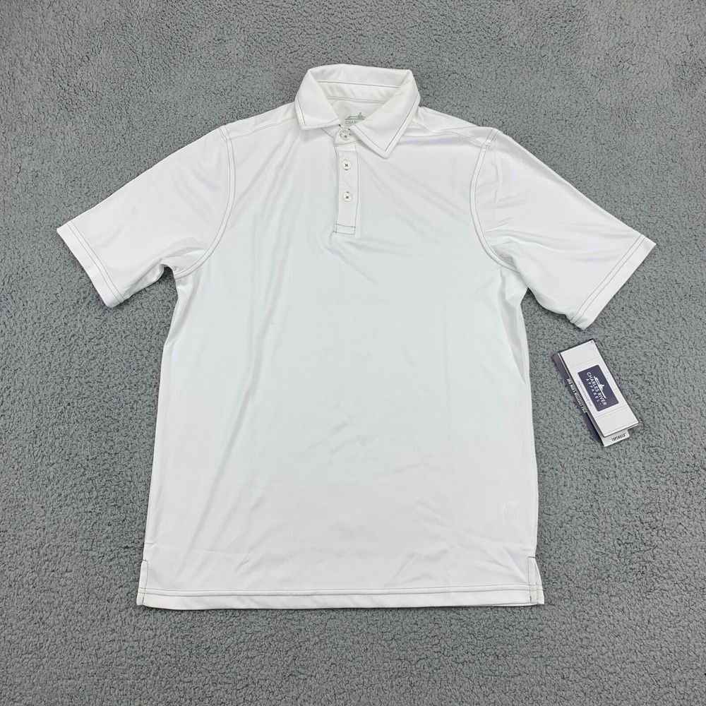 NEW Charles River Apparel Polo Shirt Men's Small White‎ Short Sleeve Wellesley